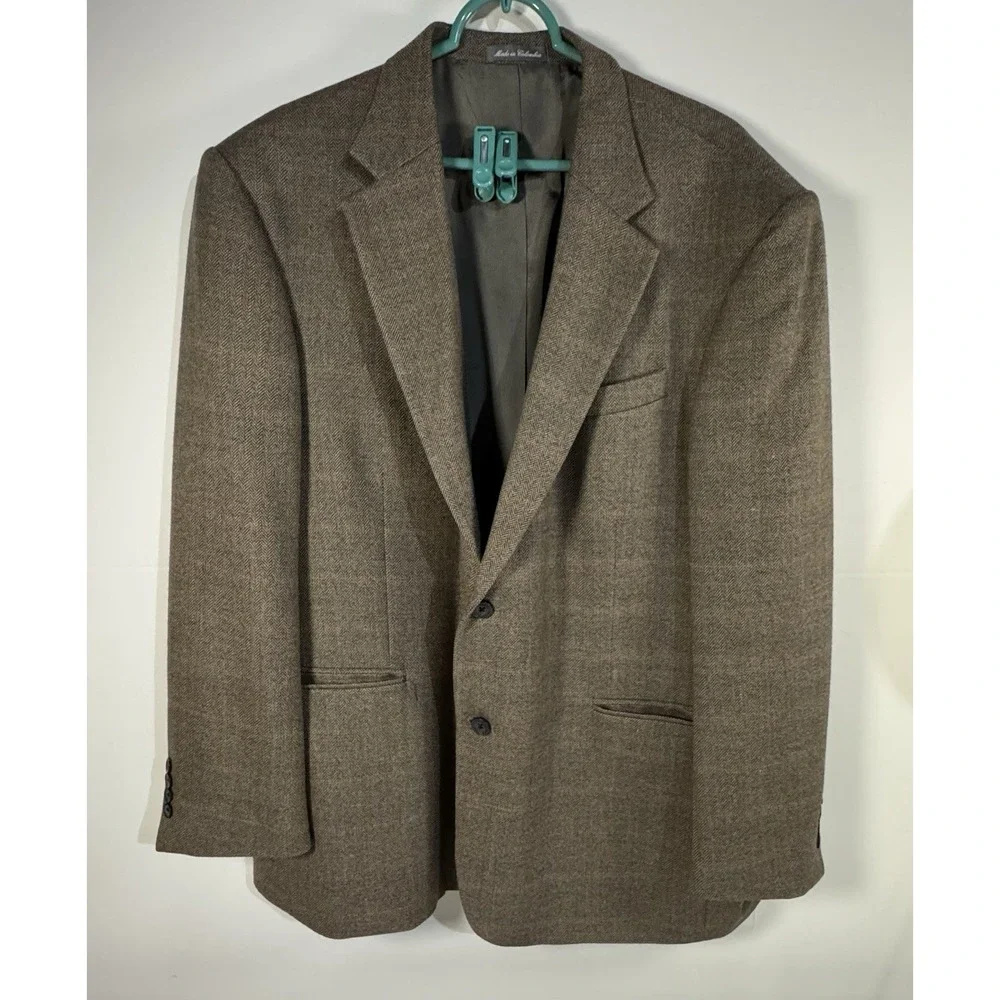 Oscar De La Renta Wool Blazer Mens Sport Coat 48R 2 Button‎ Brown